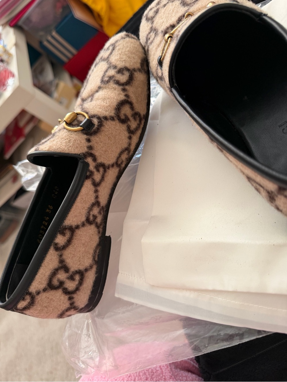 Gucci GG Wool Loafers - Picture 5 of 9